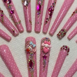 Luxury 5XL My Melody Sanrio Press-On Gel Nails!
